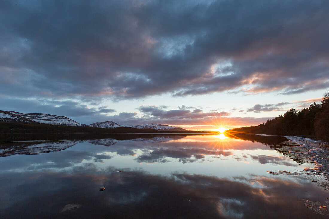  Evening mood at Loch Morlich, Cairngorms National Park, Scotland, Great Britain 