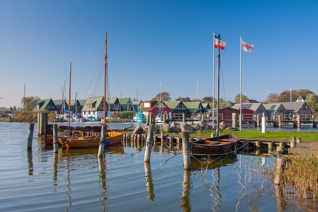 Boote im Hafen, Althagen, Fischland, Mecklenburg-Vorpommern, Deutschland