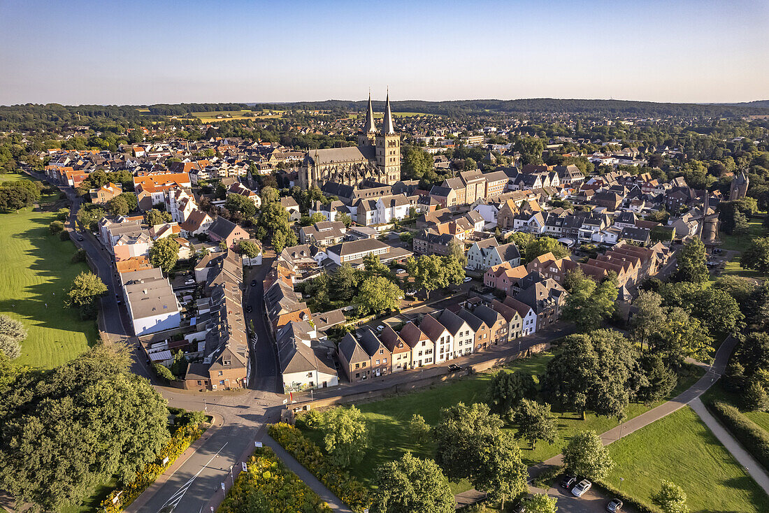  The old town with St. Viktor in Xanten seen from above, Lower Rhine, North Rhine-Westphalia, Germany, Europe\n\n 