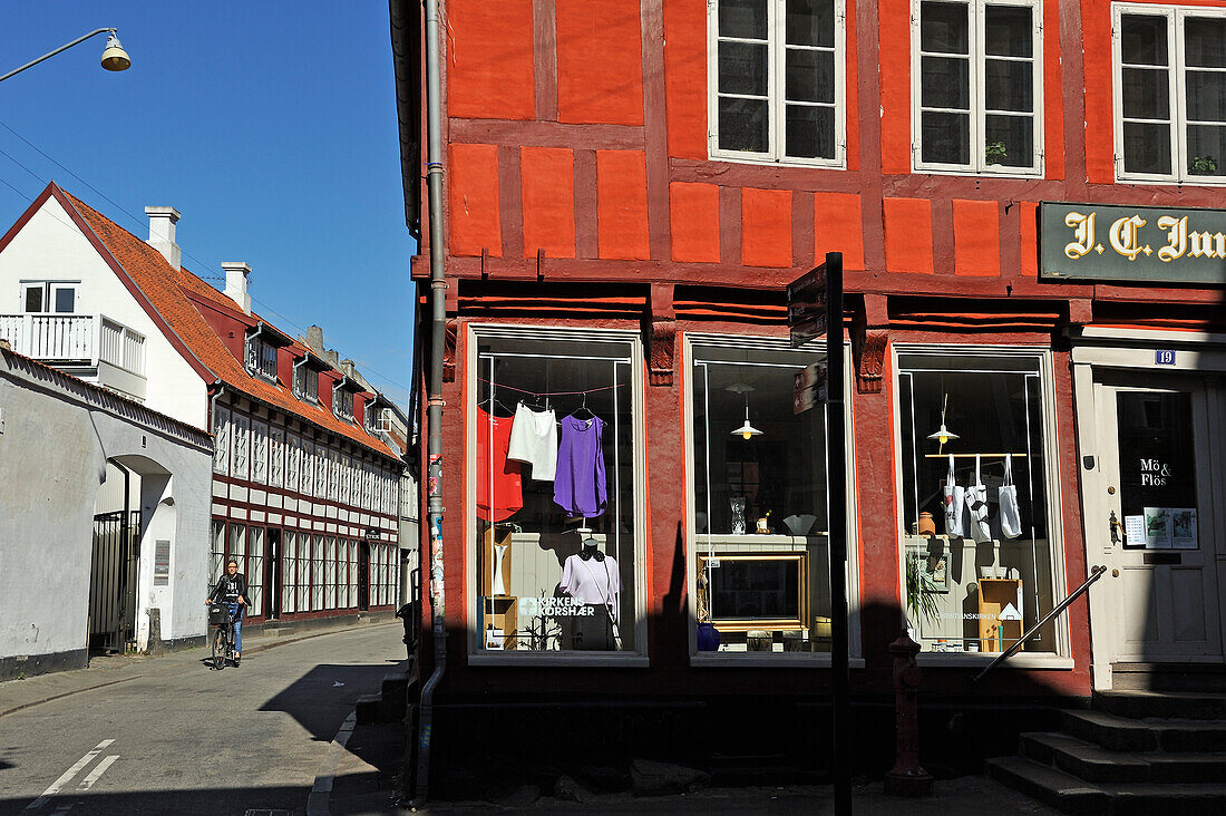 Alte Fachwerkhäuser in der Mejlgade Straße, Altstadt, Aarhus, Halbinsel Jütland, Dänemark, Nordeuropa