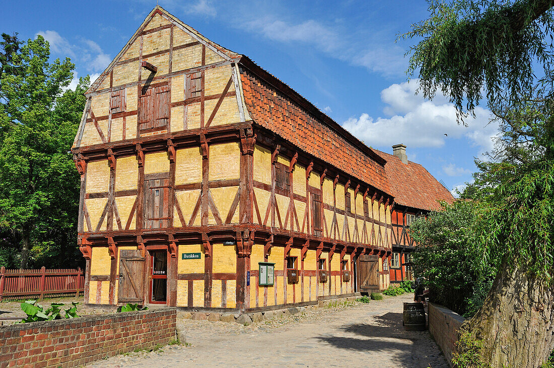 Fachwerkhäuser im Dorf Den Gamle By Freilichtmuseum, Aarhus, Halbinsel Jütland, Dänemark, Nordeuropa