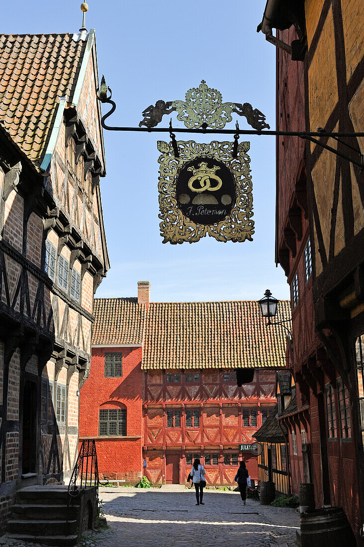 Fachwerkhäuser im Dorf Den Gamle By Freilichtmuseum, Aarhus, Halbinsel Jütland, Dänemark, Nordeuropa