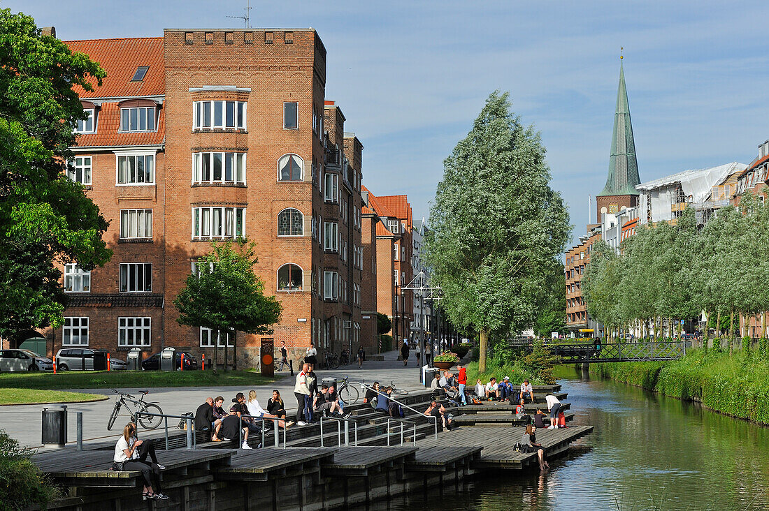 Aarhus River bank on the edge of the Molleparken (park), Aarhus, Jutland Peninsula, Denmark, Northern Europe