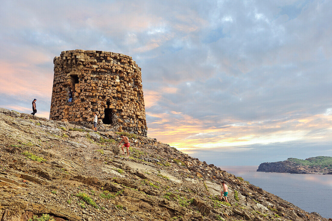 Wachturm Torre Es Colomar, Naturpark s'Albufera des Grau, Nordküste, Insel Menorca, Balearen, Spanien, Europa