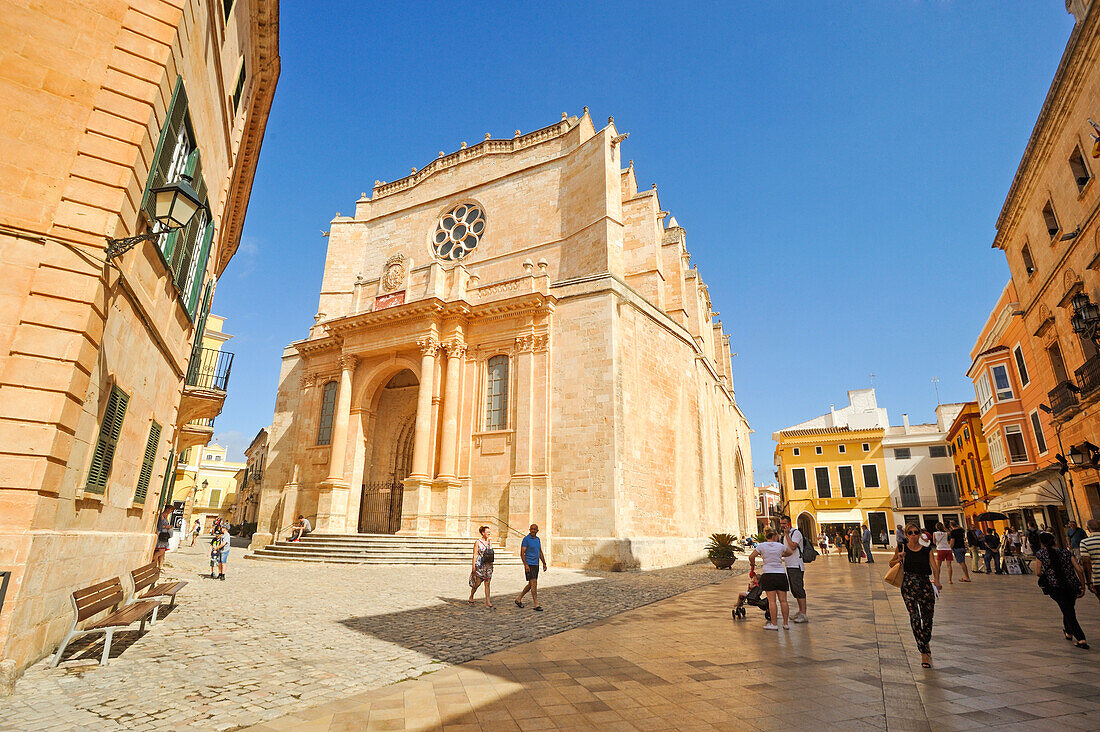 Kathedrale Santa Maria, Domplatz, Ciutadella de Menorca, Insel Menorca, Balearen, Spanien, Europa