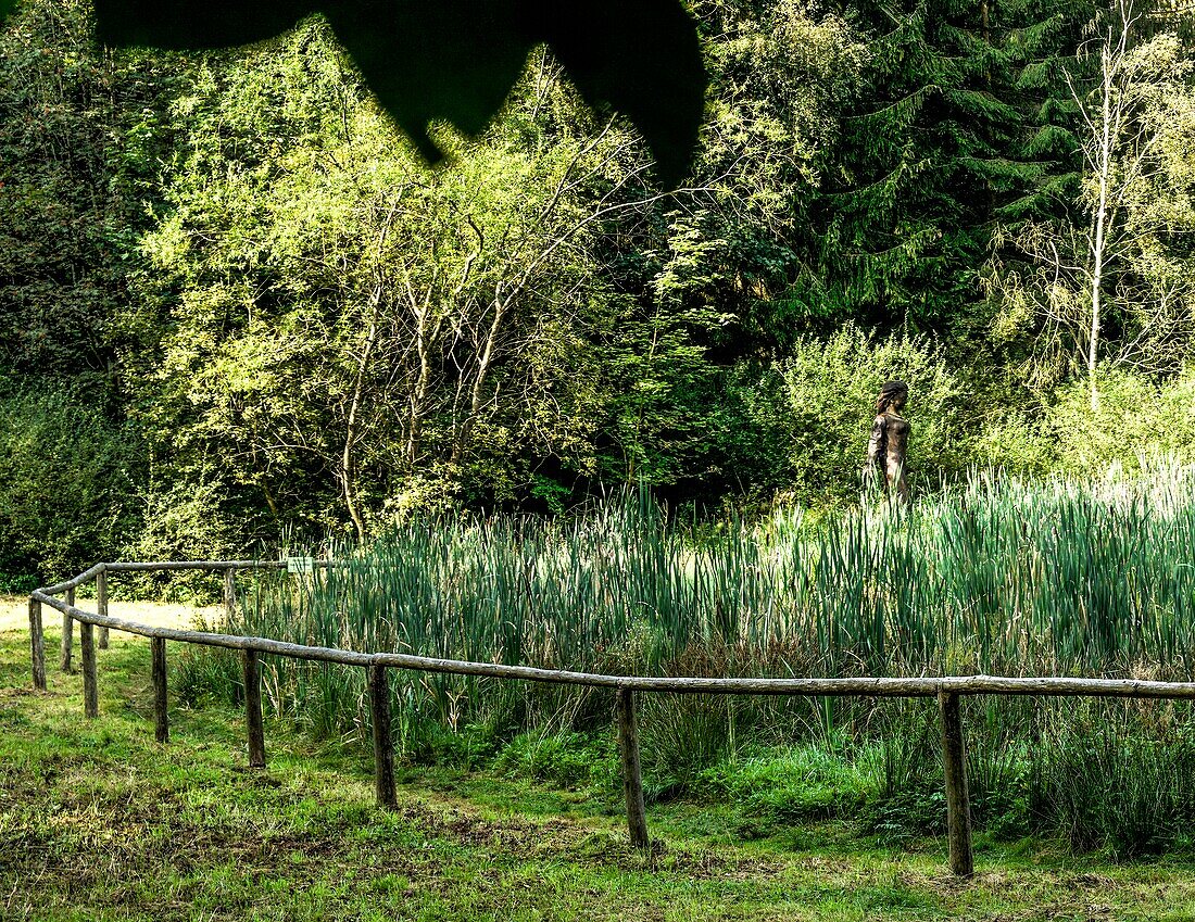  Frau Holle Pond in the Geo-Nature Park, Statue of Frau Holle, Hoher Meißner, Hesse, Germany 