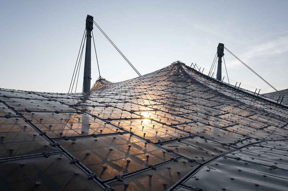  Tent roof tour in the Olympic Stadium, Munich, Upper Bavaria, Bavaria, Germany, Europe 