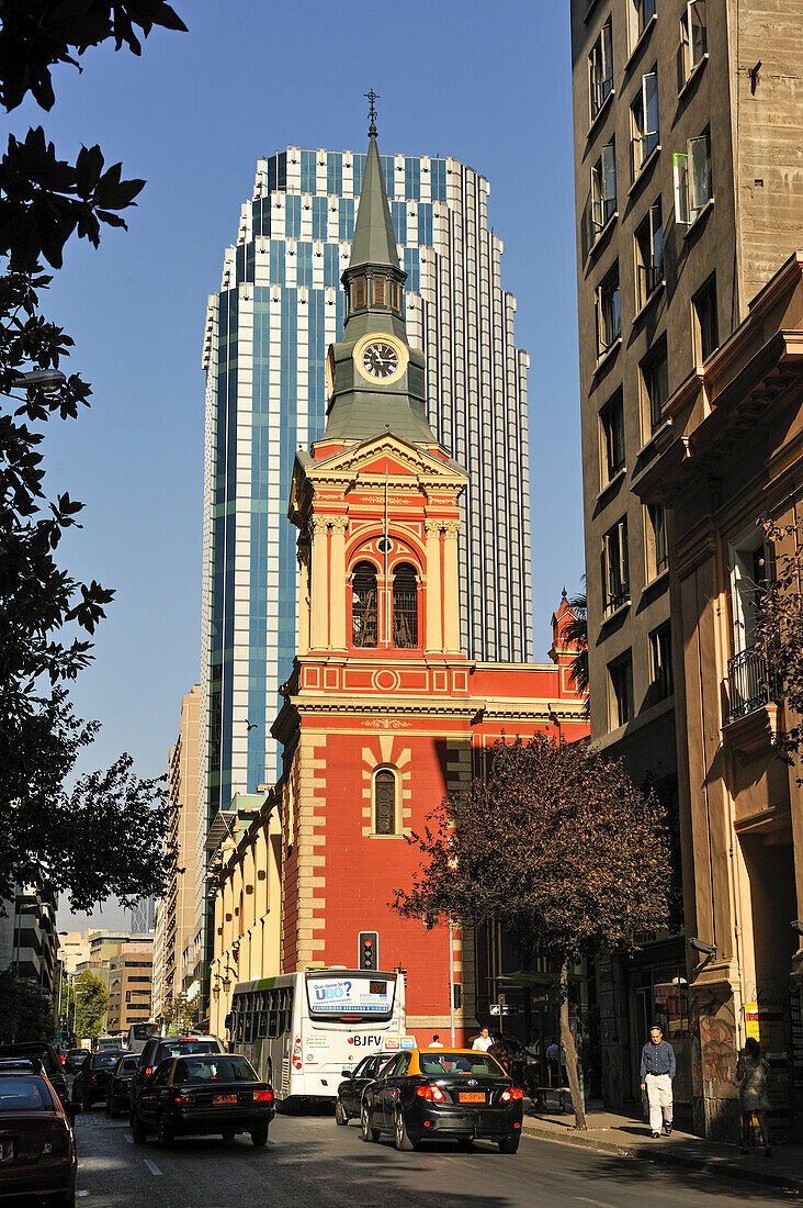 street and basilica of the Merced,Santiago,Chile,South America