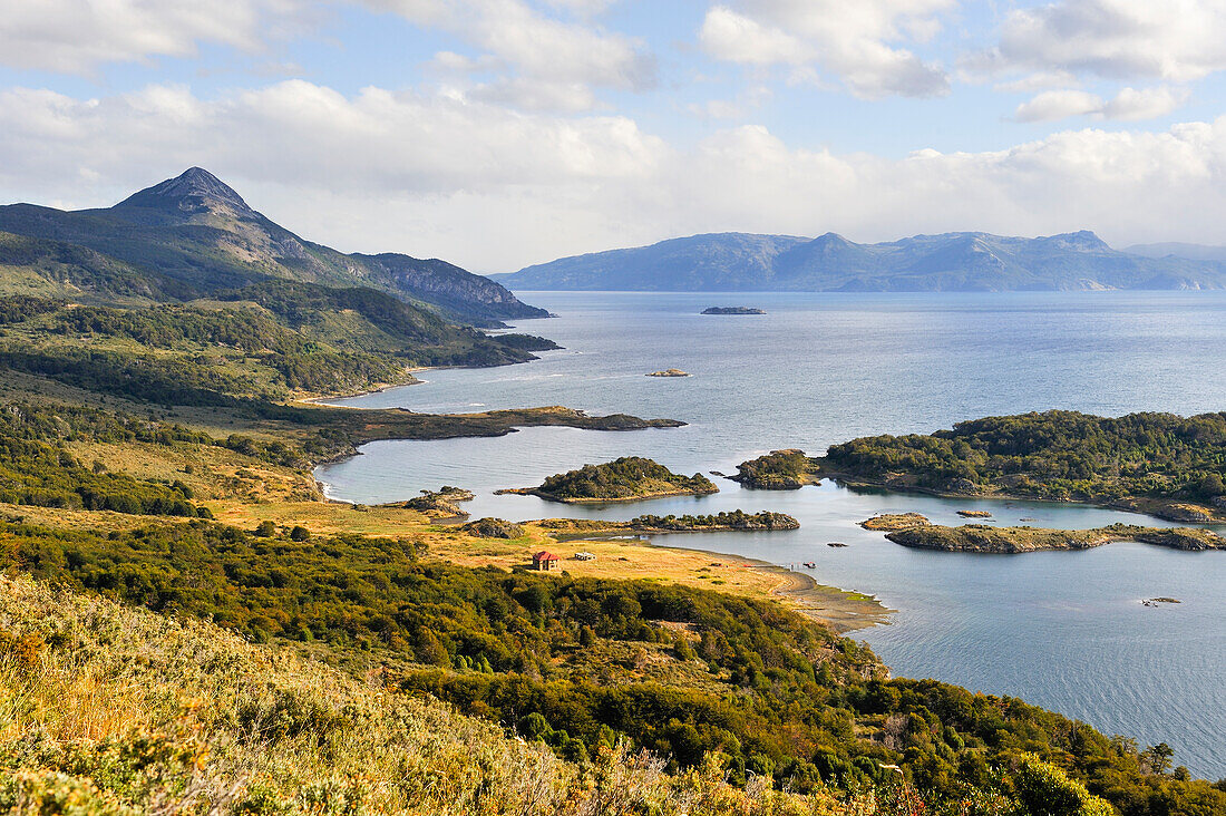 Blick in die Bucht Wulaia Bay, Insel Navarino, Feuerland, Patagonien, Chile, Südamerika