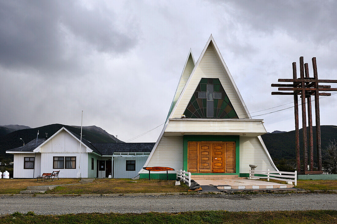 Kirche von Puerto Williams, Insel Navarino, Feuerland, am Beagle-Kanal, Chile, Südamerika