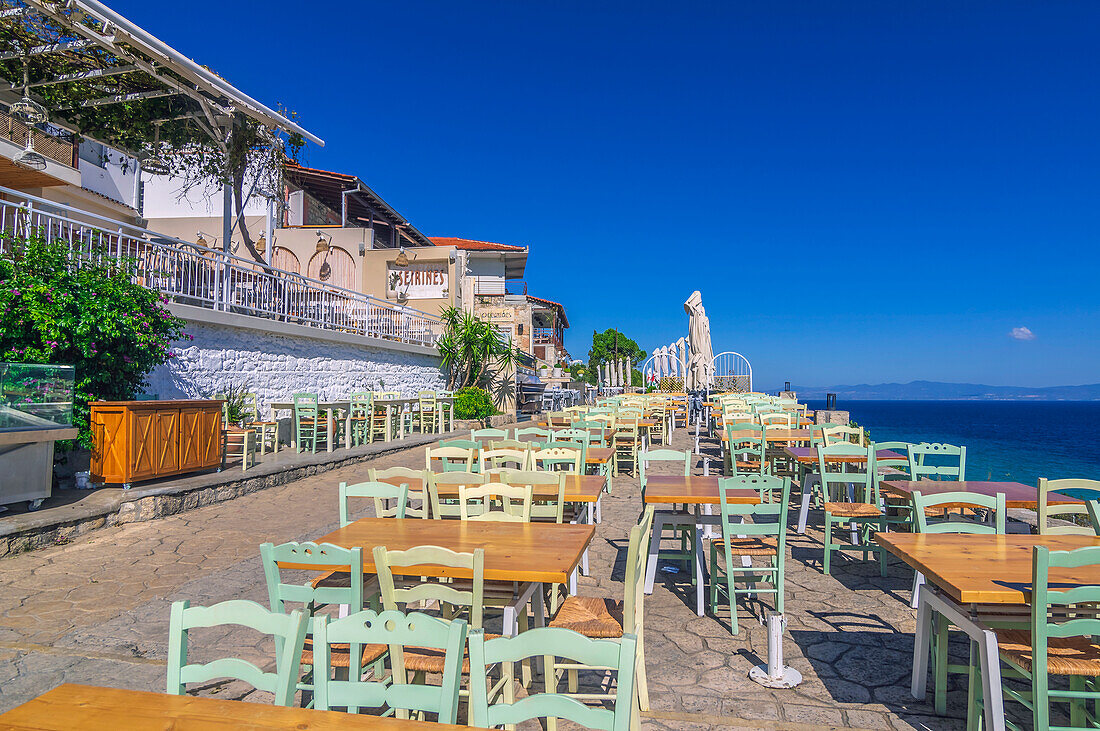  City view of Afitos, it is located between Nea Fokea and Kallithea and belongs to the municipality of Kassandra, Chalkidiki, in Greece 