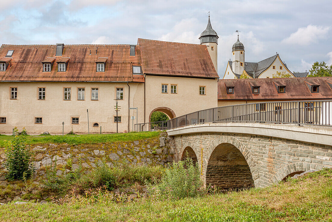 Eingang zum Wasserschloss Klaffenbach, Klaffenbach, Chemnitz, Sachsen, Deutschland