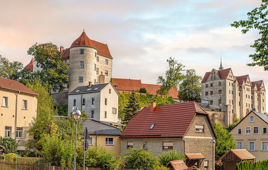 Blick auf Schloß Nossen, Landkreis Meissen, Erzgebirge, bei Dresden, Sachsen, Deutschland