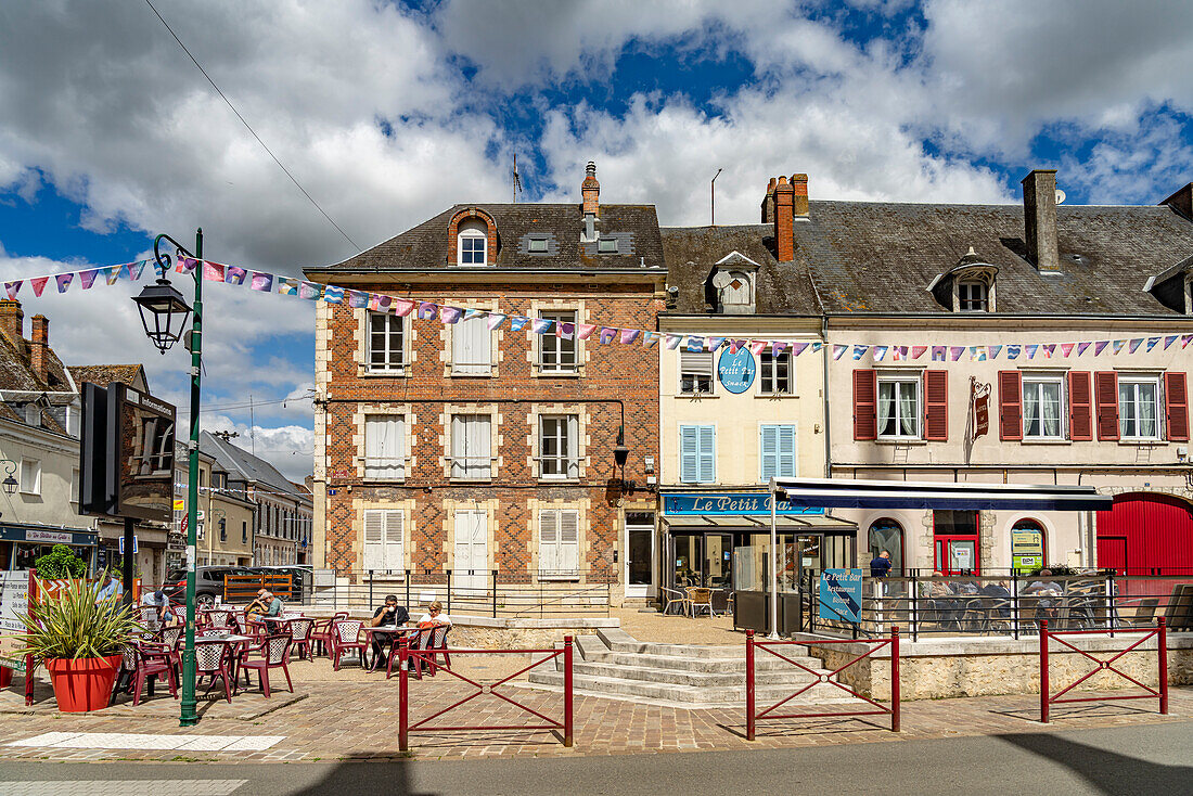  Cafe and bar at place du marche aux grains in Bonneval, Centre-Val de Loire, France, Europe 