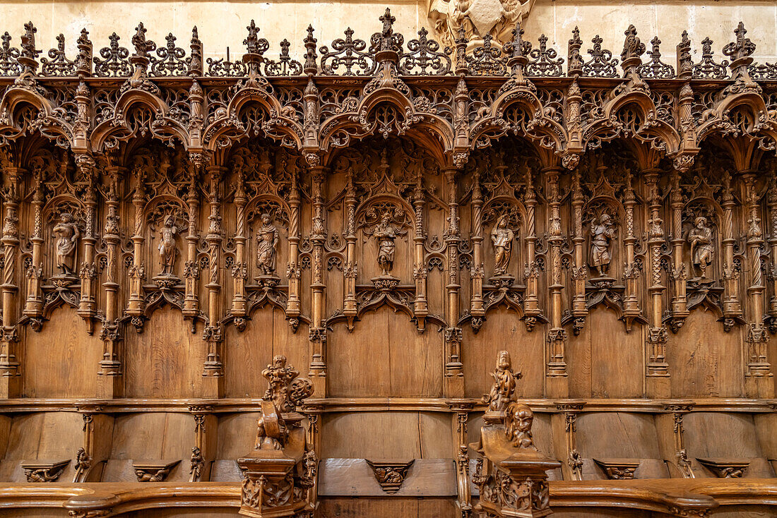  Choir in the monastery church of the Royal Monastery of Brou in Bourg-en-Bresse, France, Europe 