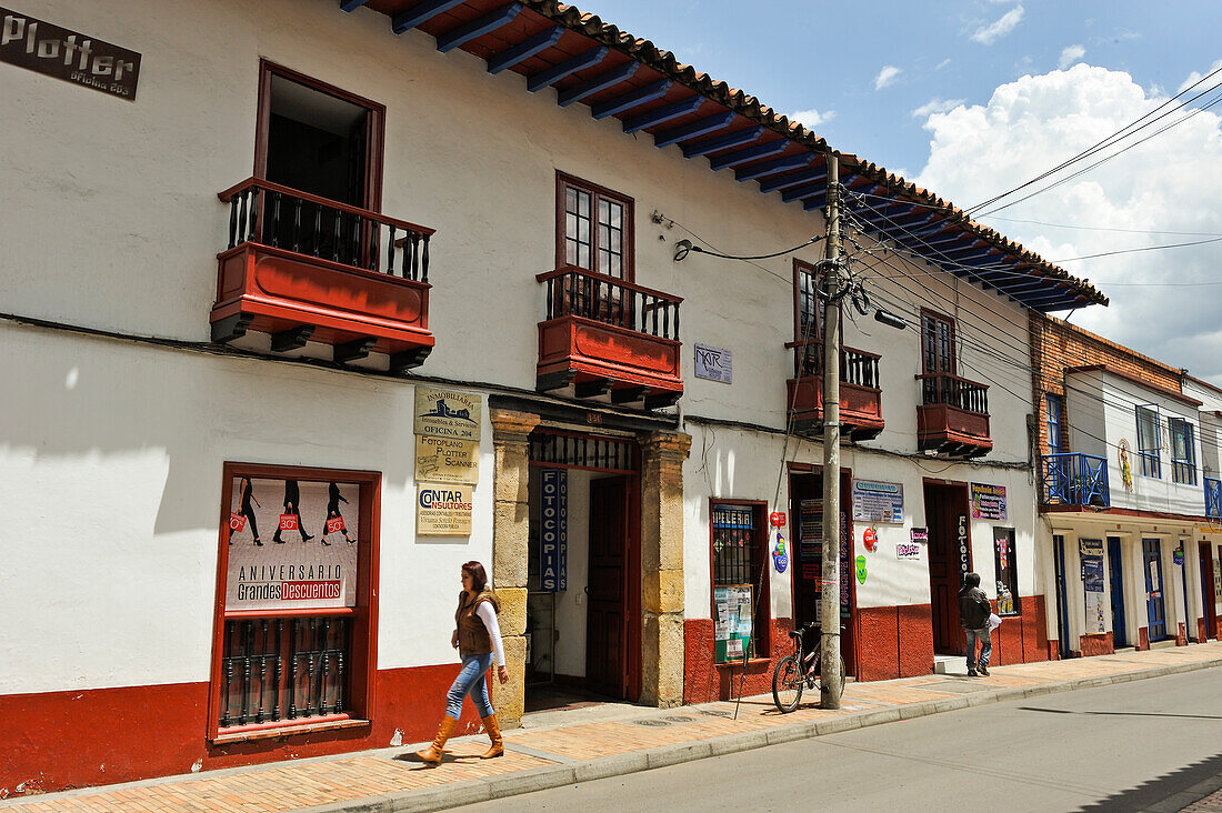 typical street of Zipaquira, Cundinamarca department, Savannah of Bogota, Colombia, South America