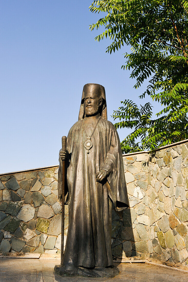 Statue von Erzbischof Makarios III., Dorf Pedoulas, Bezirk Nikosia, Troodos-Gebirge, Zypern