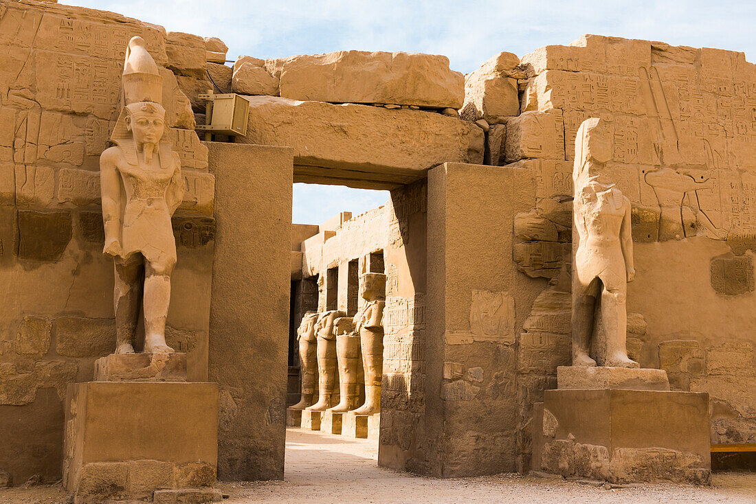 Entrance of the Temple of Ramses III within the  Precinct of Amon-Re,  Karnak Temple Complex, Luxor, Egypt, Northeast Africa