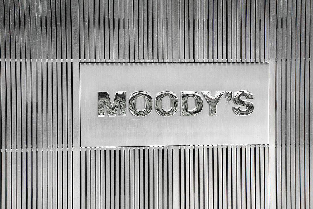 Moody's building sign, 7 World Trade Center, New York City, New York, USA