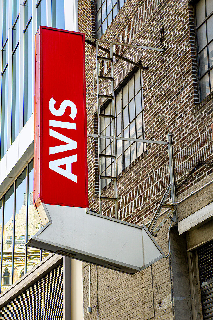 Avis car rental facility, building exterior, New York City, New York, USA