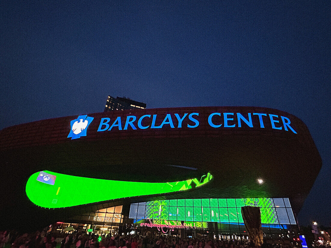 Barclays Center at night, Brooklyn, New York City, New York, USA