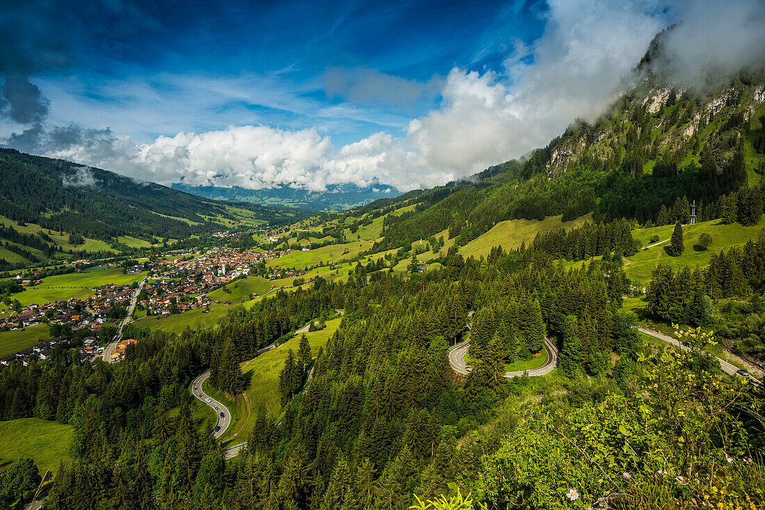 Oberjoch Passstraße, Bad Hindelang, Allgäuer Alpen, Allgäu, Bayern, Deutschland