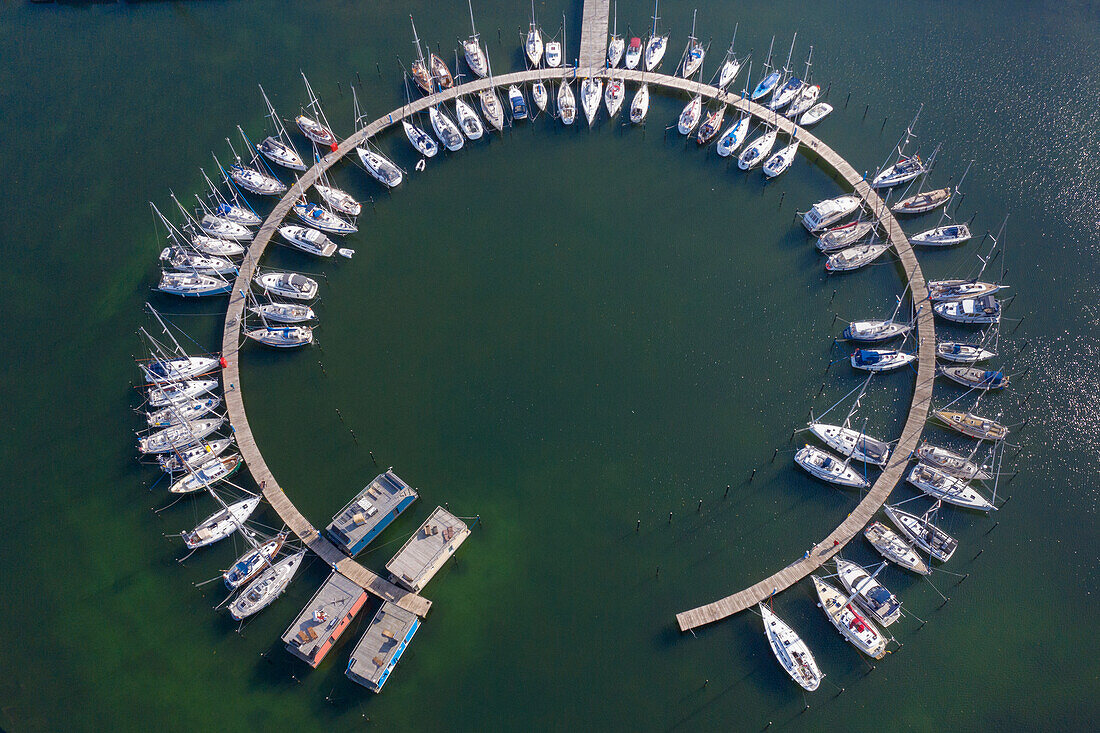  View of the marina of Burgtiefe, Fehmarn Island, Schleswig-Holstein, Germany 