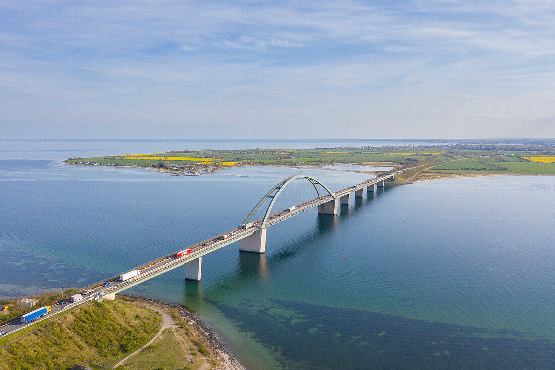  View of the Fehmarnsund Bridge, Fehmarn Island, Schleswig-Holstein, Germany 