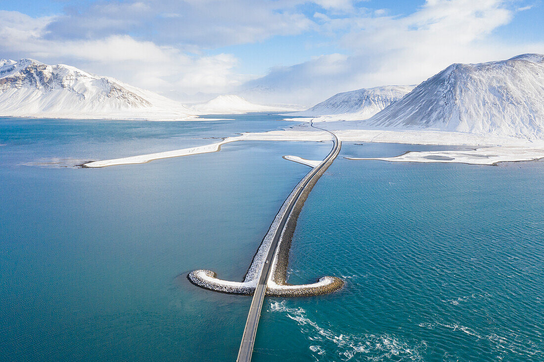  View of the bridge over the fjord Kolgrafarfjoerdur, Snæfellsnes, Iceland 