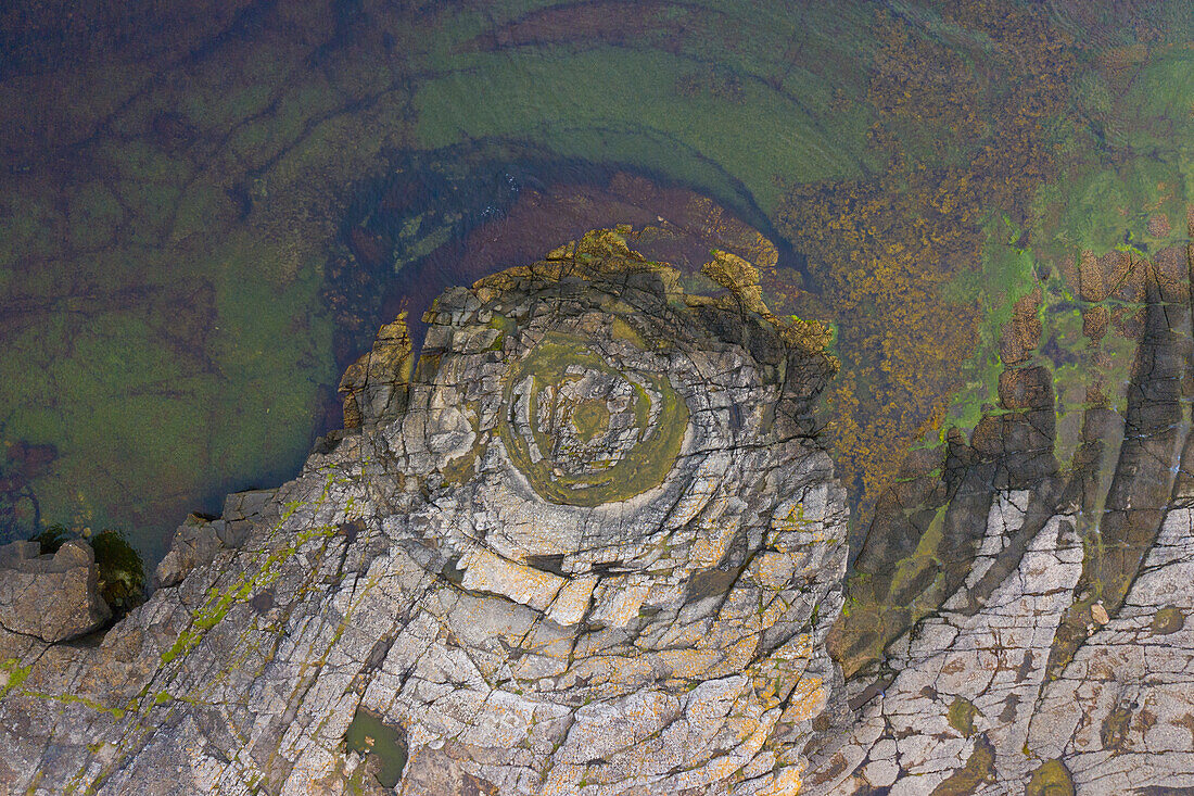  The fossil sand volcano Praestens badkar on the Baltic coast near Vik, Skane, Sweden 