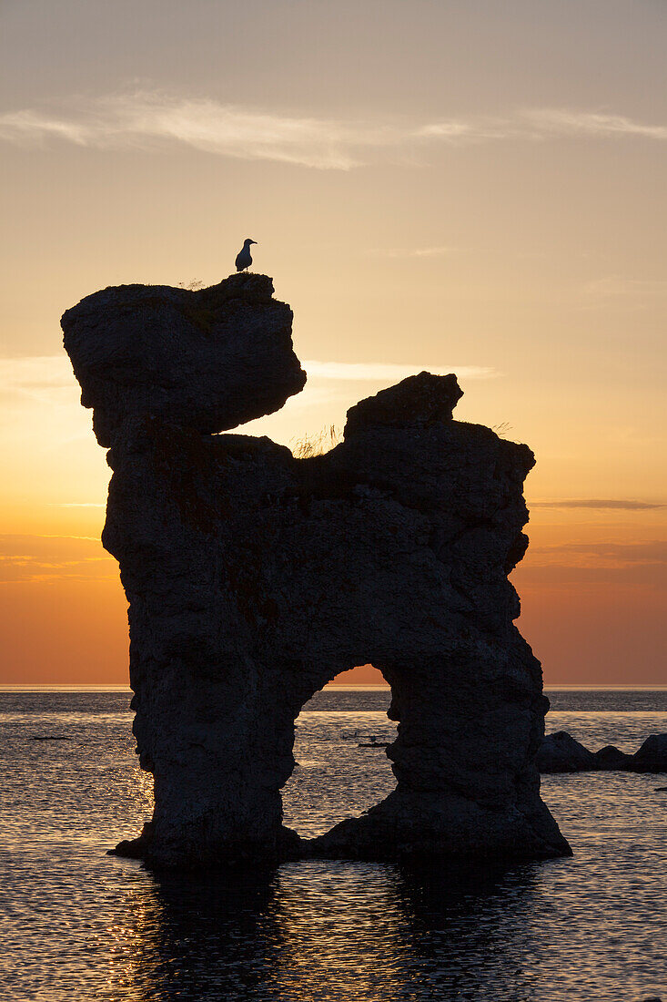 Kalksteinsäule im, Naturschutzgebiet Gamle Hamn, Insel Farö, Insel Gotland, Schweden