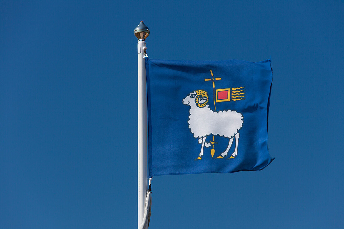  Flag, Gotland sheep, Gotland island, Sweden 