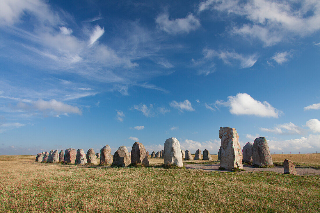 Ales stenar, Schiffssetzung, Kåseberga, Gemeinde Ystad, Provinz Skåne, Schweden