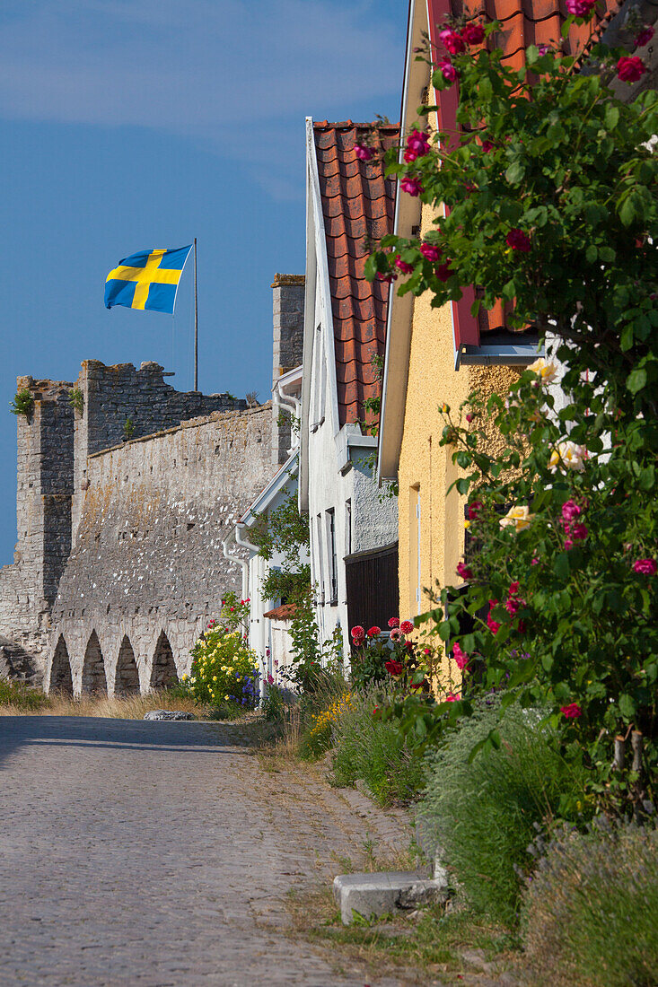 Altstadthäuser in Visby, Insel Gotland, Schweden