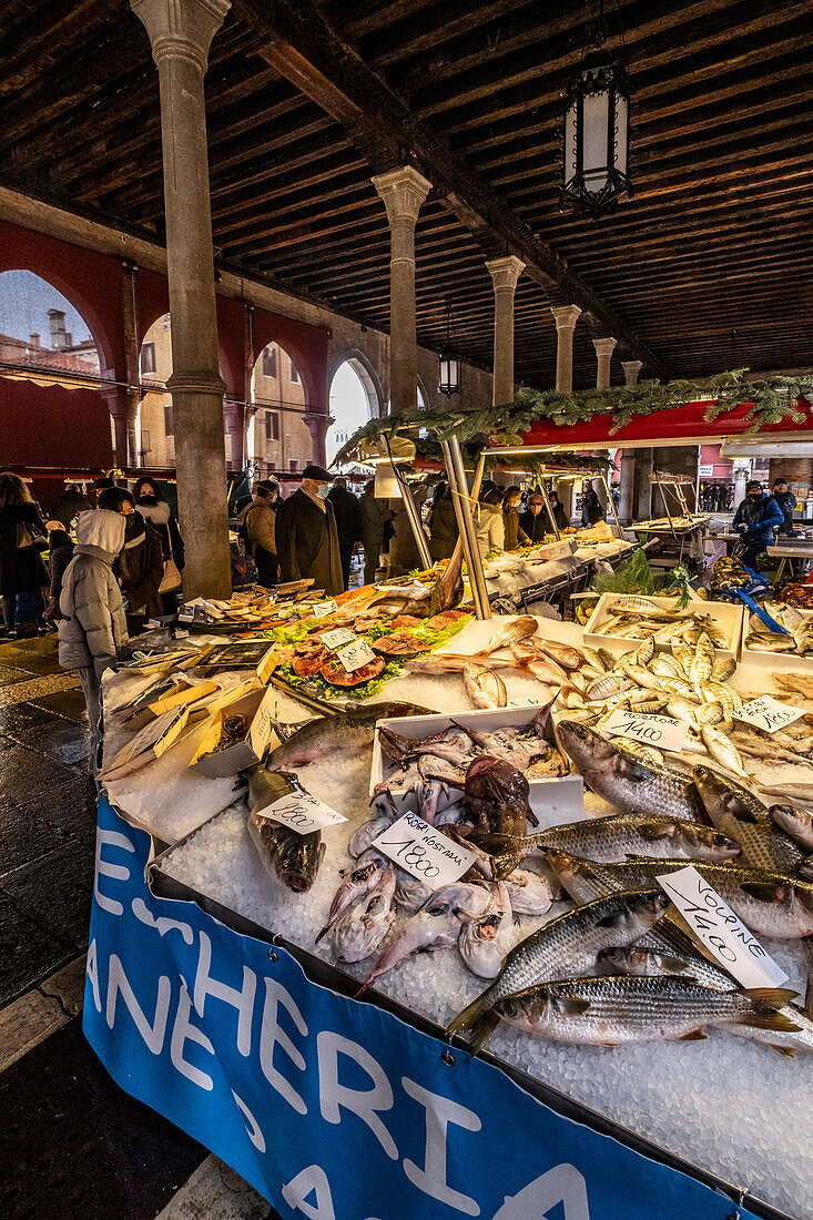  Rialto Market on the Grand Canal, Venice, Veneto, Italy 