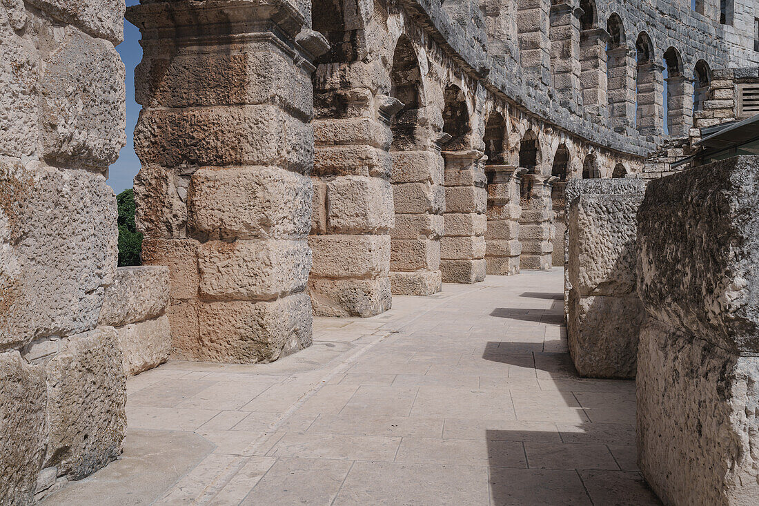  The walls of the Roman Amphitheatre in Pula, Istria, Croatia. 