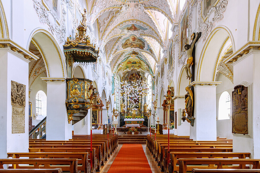  Interior of the church St. Zeno in Isen in Upper Bavaria in Germany 