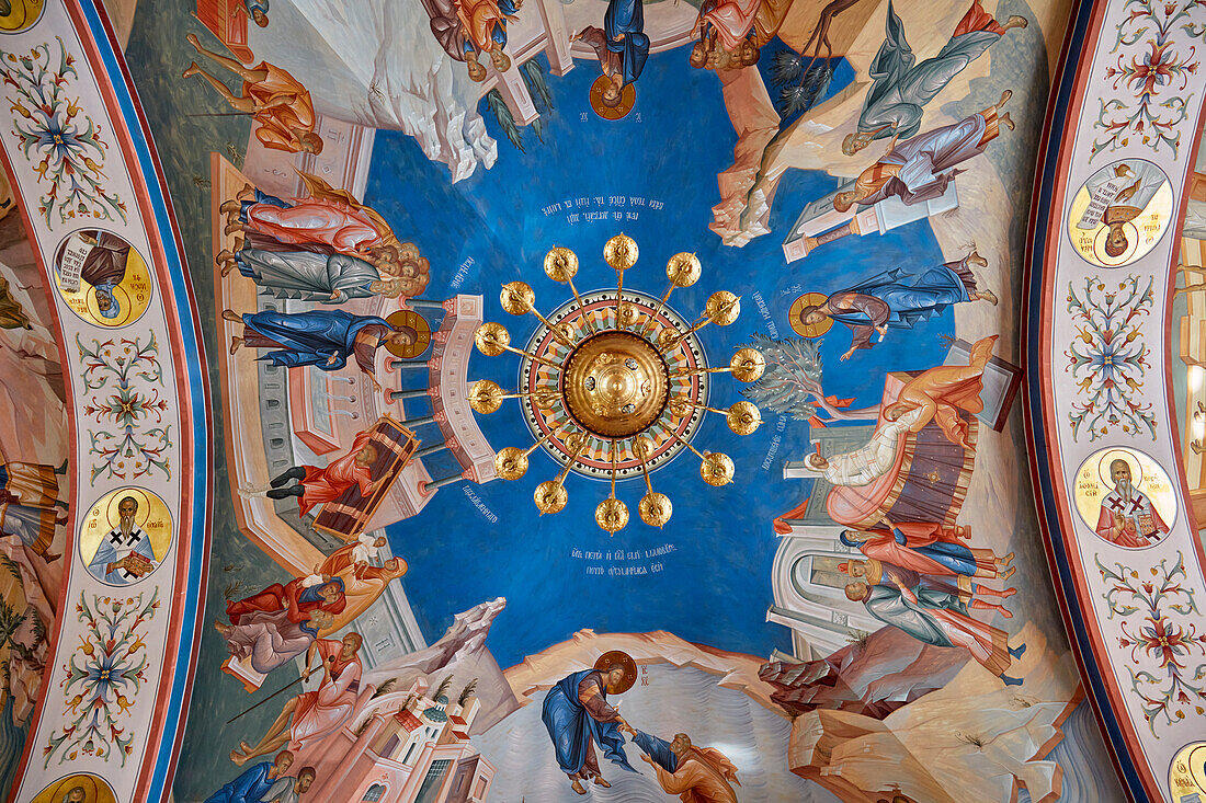 Painted ceiling of the Church of The Beheading of John The Baptist By Bohr. Moscow, Russian Federation.