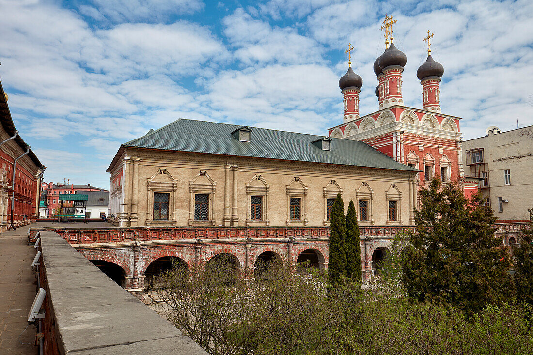 The 17th century Church of St. Sergius of Radonezh in Vysokopetrovsky Monastery (High Monastery of St. Peter). Moscow, Russia.