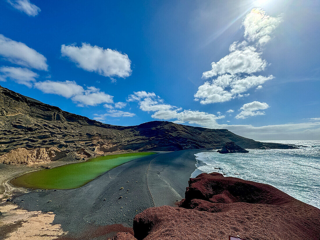 Lavastrand im Naturpark los Volcanos Natural Park, Lanzarote, Kanarische Inseln, Spanien