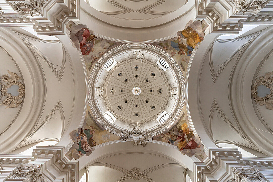  Dome and ceiling of the Fulda Cathedral of St. Salvator, Fulda, Hesse, Germany 