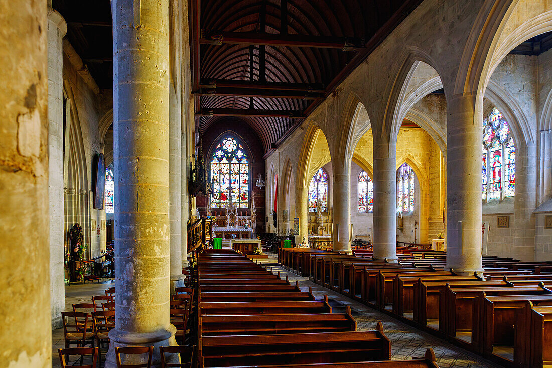  Interior of the church Église Notre-Dame in Orbec in the Pays d&#39;Auge in the Calvados department in the Normandy region of France 