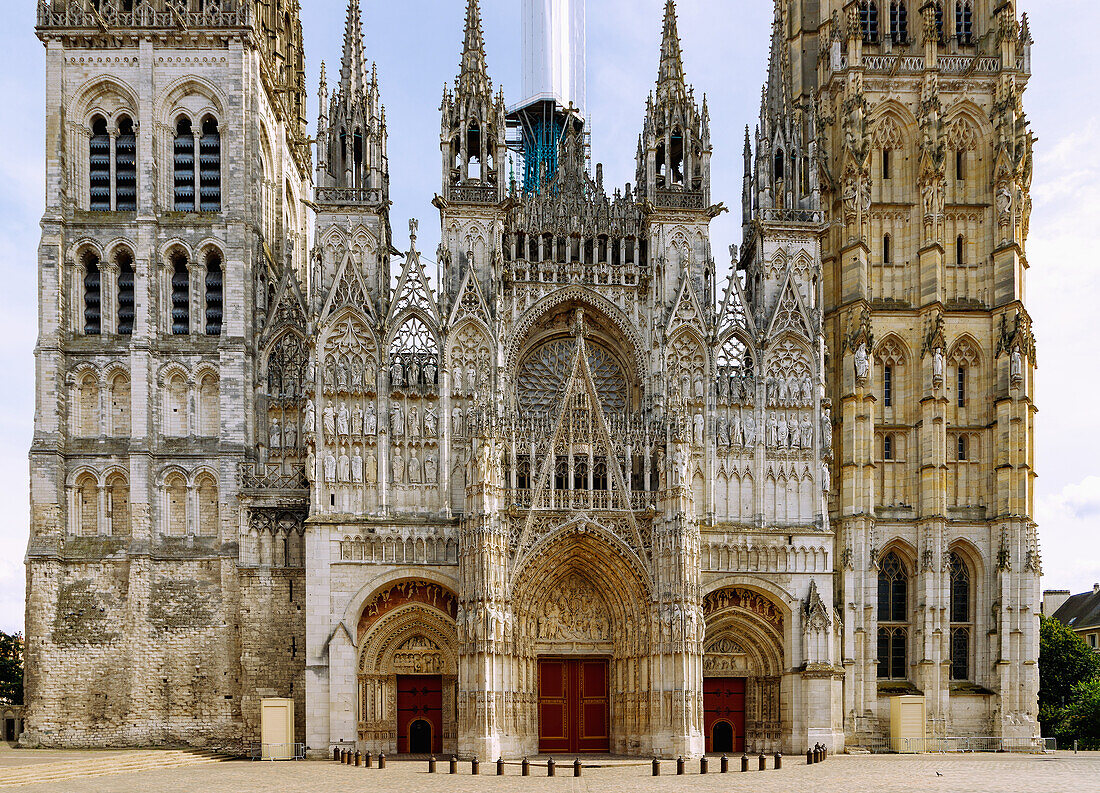  Magnificent façade of the Cathédrale Notre-Dame in Rouen in the Seine-Maritime department in the Normandy region of France 