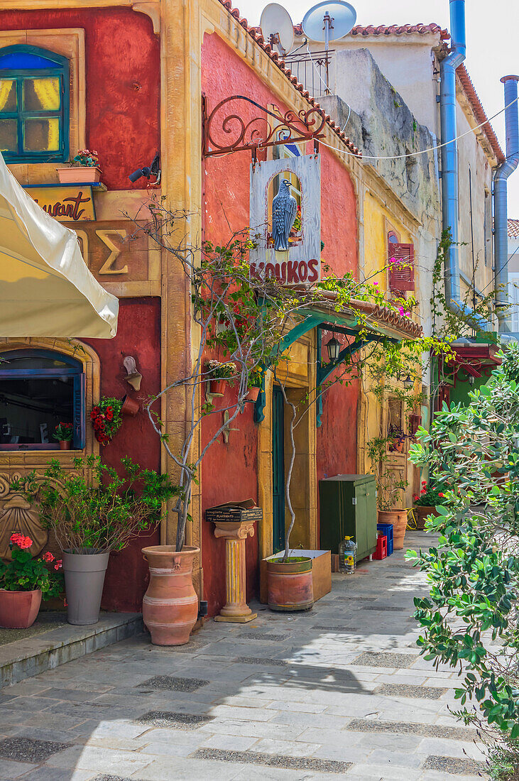  Alley in Pylos, a port city in Messinia, Greece. 