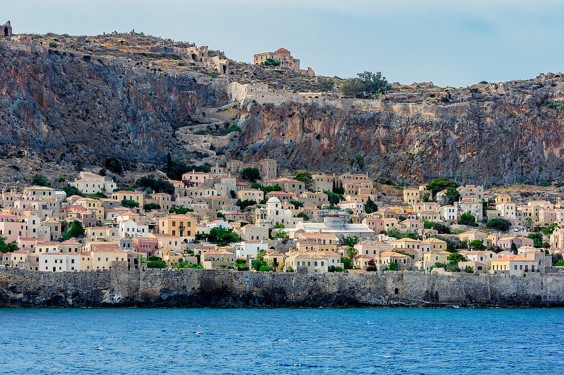  Situated on a huge monolithic rock, the medieval town of Monemvasia, Greece 