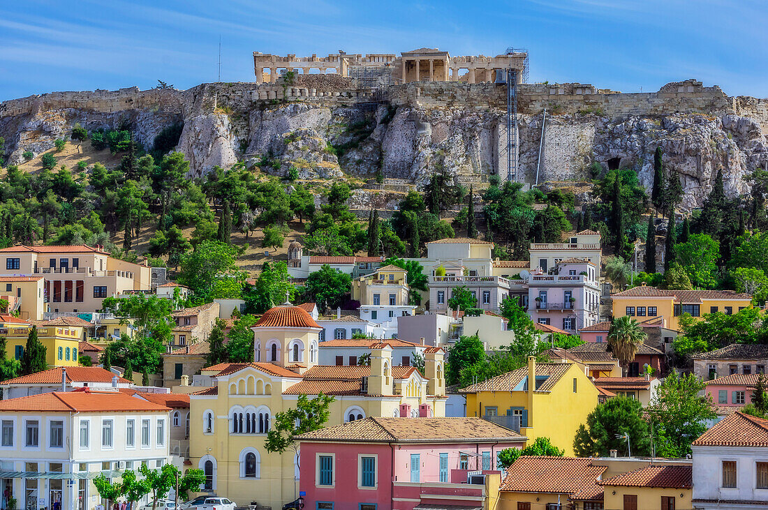 Blick zur Akropolis über die Altstadt, Athen, Griechenland