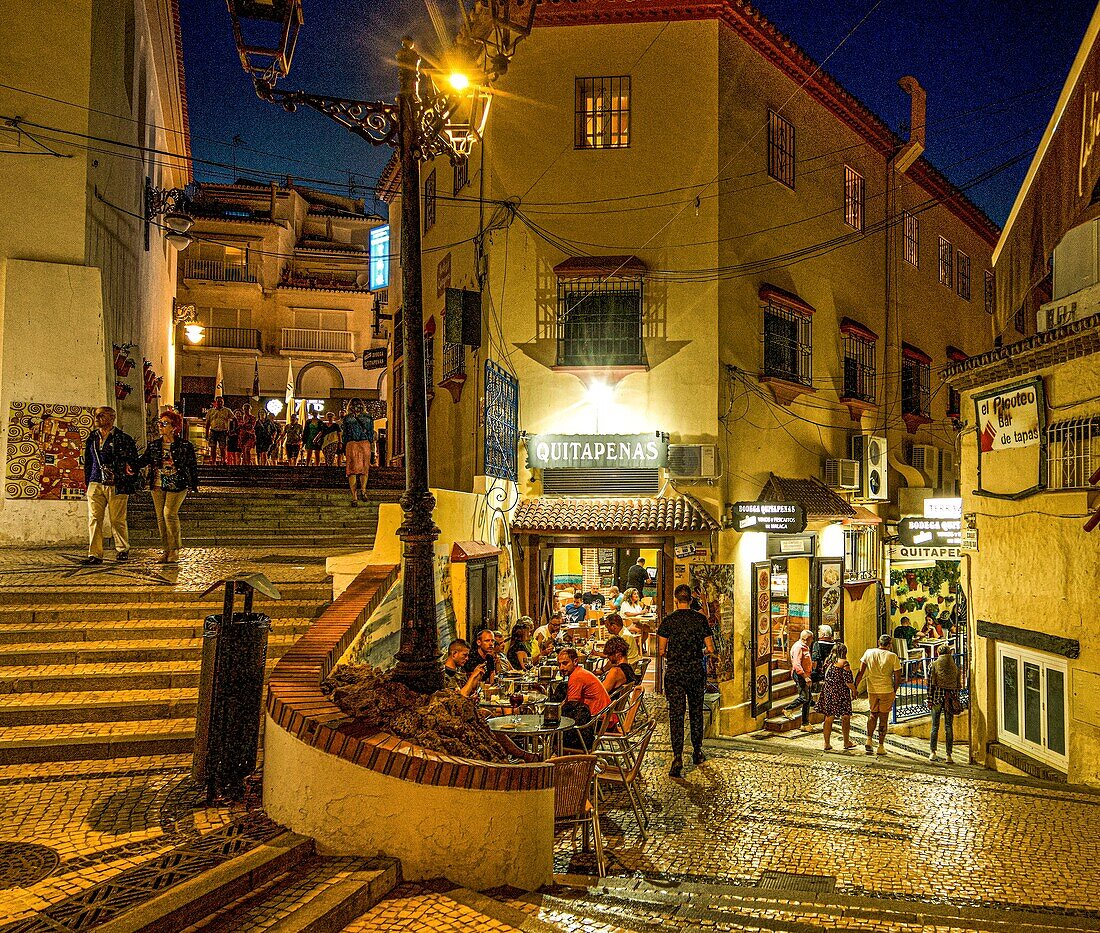  Evening atmosphere in the old town of Torremolinos, Costa del Sol, Spain 