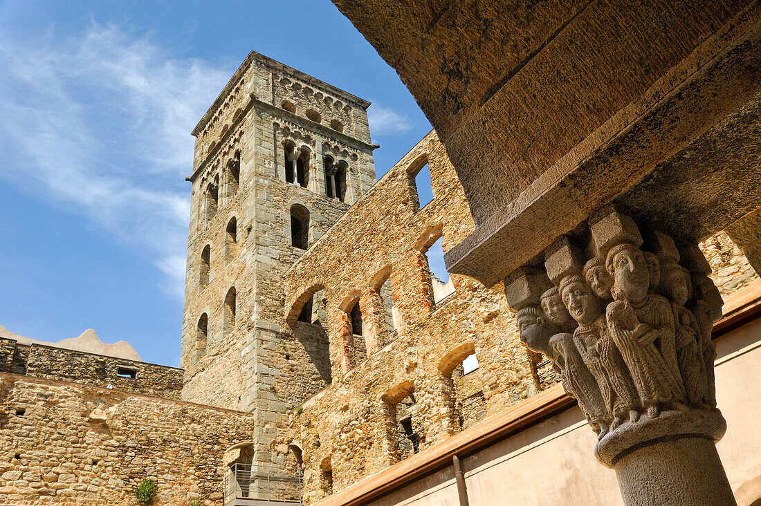 cloister of Monastery of Sant Pere de Rodes.Costa Brava,Catalonia,Spain,Europe