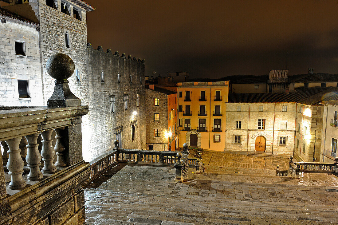  monumentale Treppe und Platz der Kathedrale, Girona, Katalonien, Spanien, Europa 