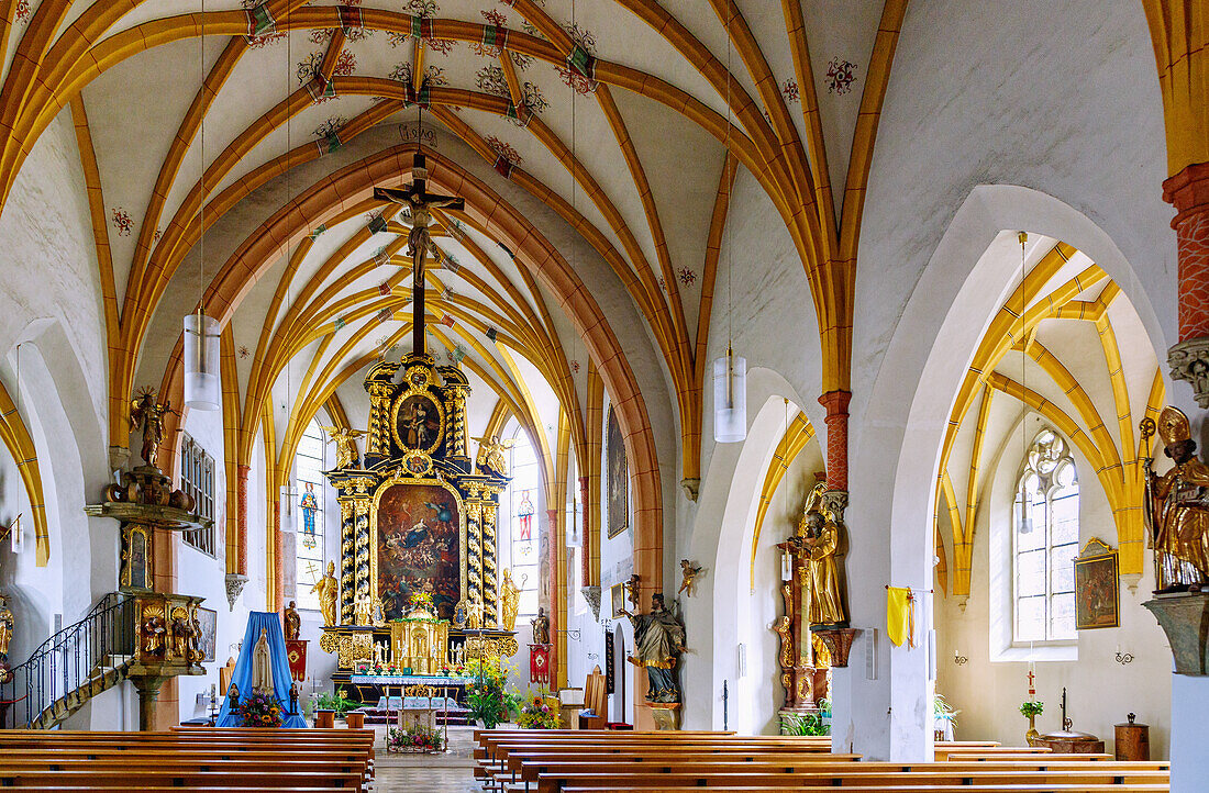  Interior of the parish church of the Assumption of Mary in Rotthalmünster in Lower Bavaria in Germany 